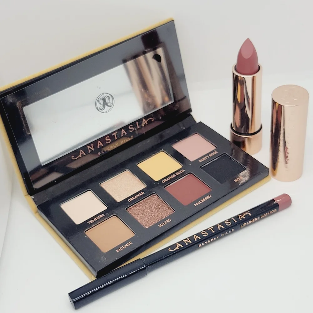 Anastasia Beverly Hills Bundle Soft Glam Dusty Rose Lip Liner Lipstick Brand New